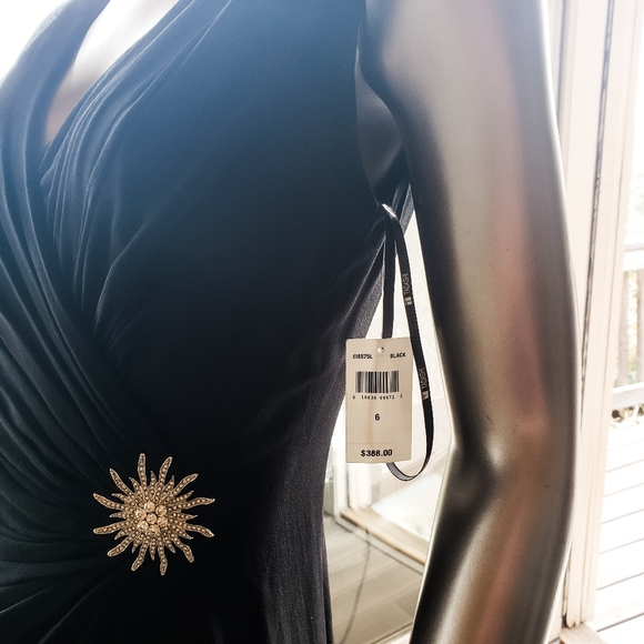 Emily in Paris Inspo: NWT Vintage Tadashi Shoji Silk Waterfall Dress - Picture 14 of 16